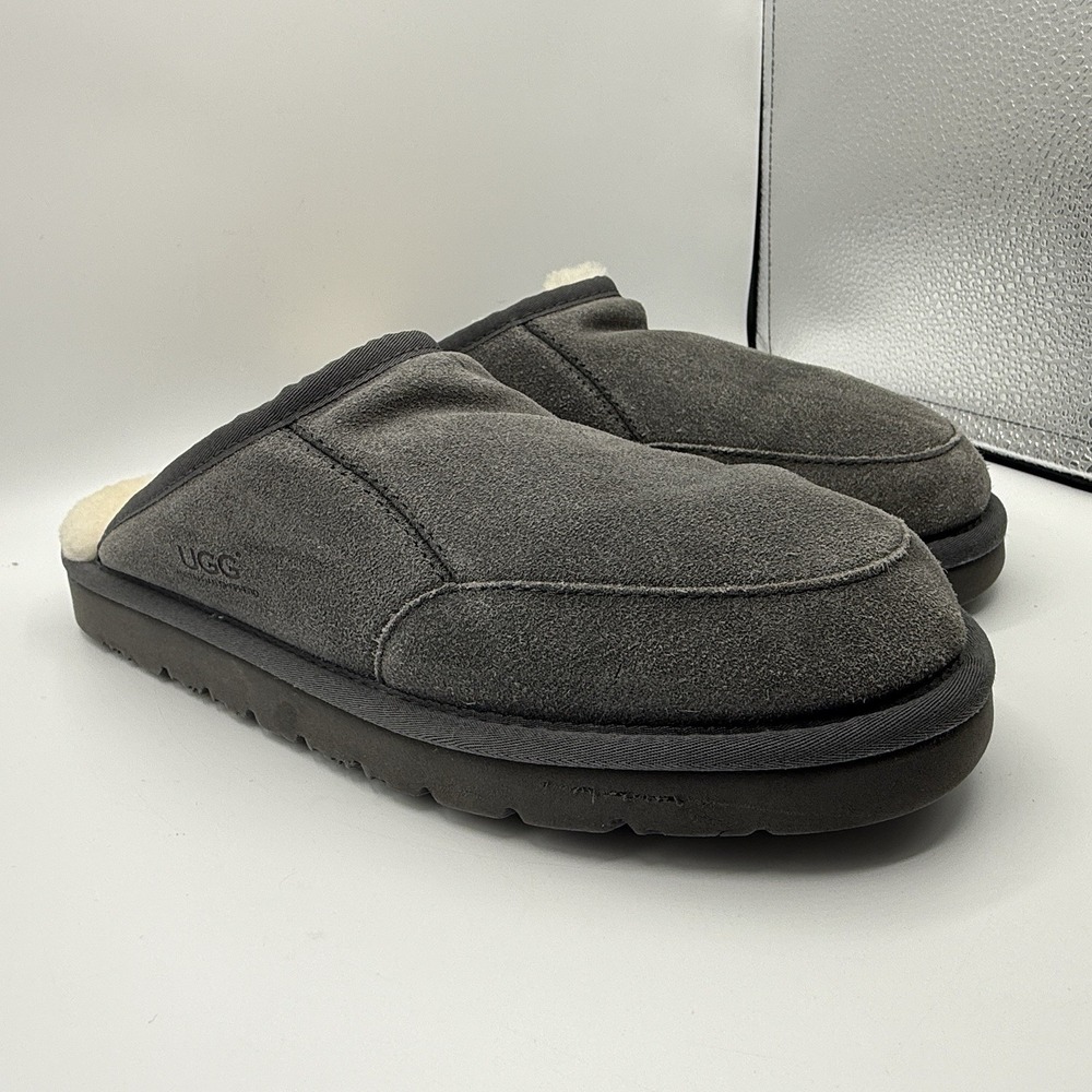 UGG Men's Leisure Nomad‎ Gray Slide Slippers US Size M11 W12 Cream Inside Soft